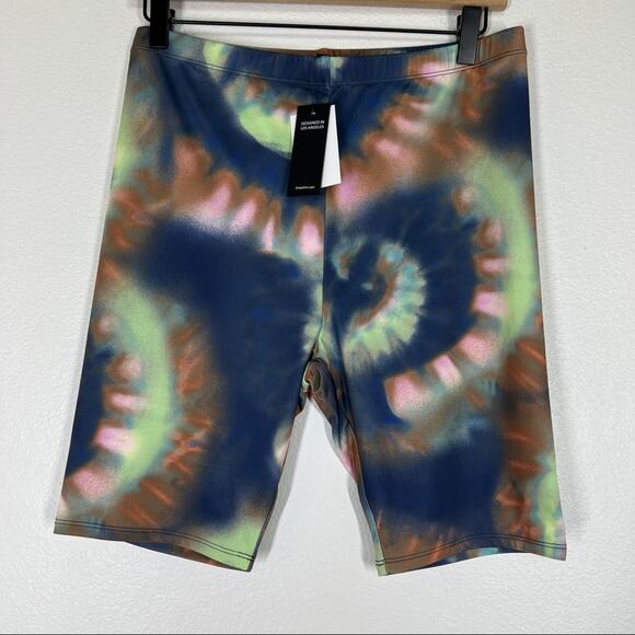 NWT Nordstrom AFRM Lars Bike Shorts In Soft Multi Spiral Tie Dye Size - Picture 3 of 7